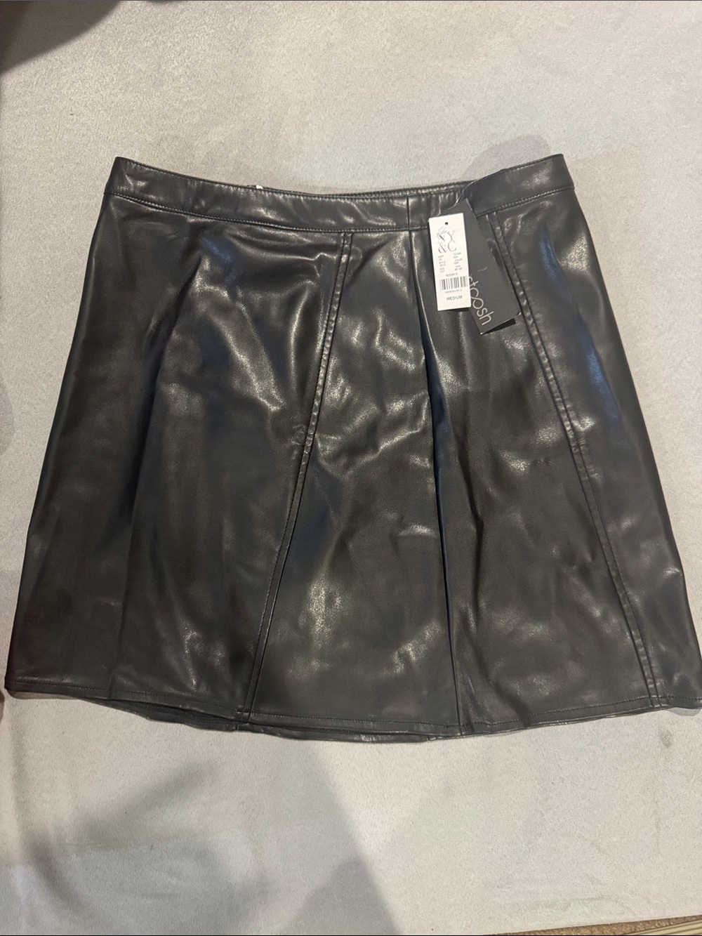 Stoosh NY&C Faux Leather Black A-Line Mini Skirt